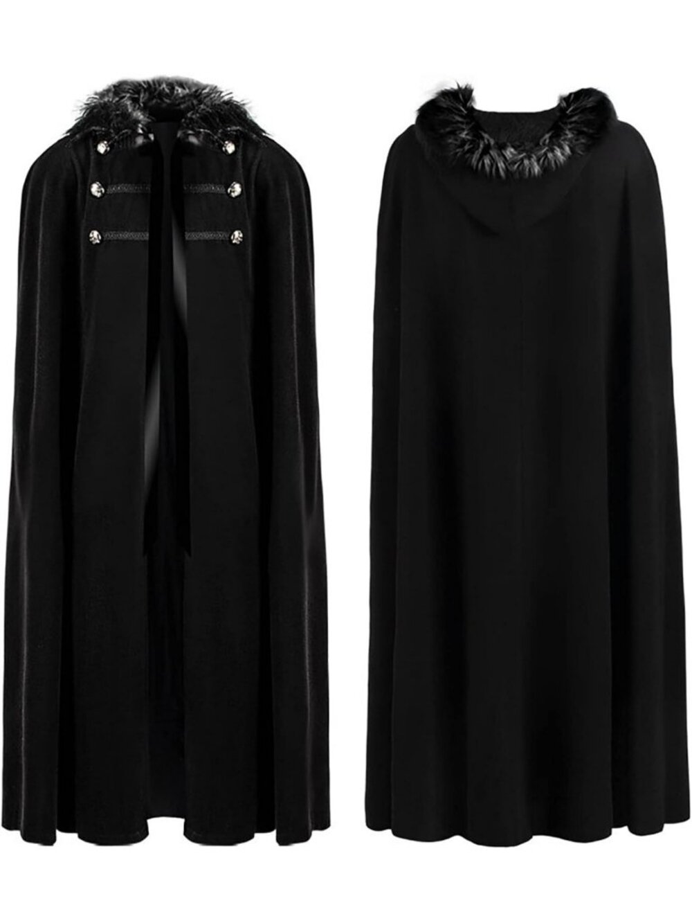 Unisex Medieval Viking Cloak with Faux Fur Hood - Renaissance Steampunk Cape